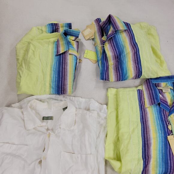 Linen Shirts Dress Mens Sz Large Lot Of 4 Spring Summer Beach Pool Bowling Shirt - Picture 3 of 10